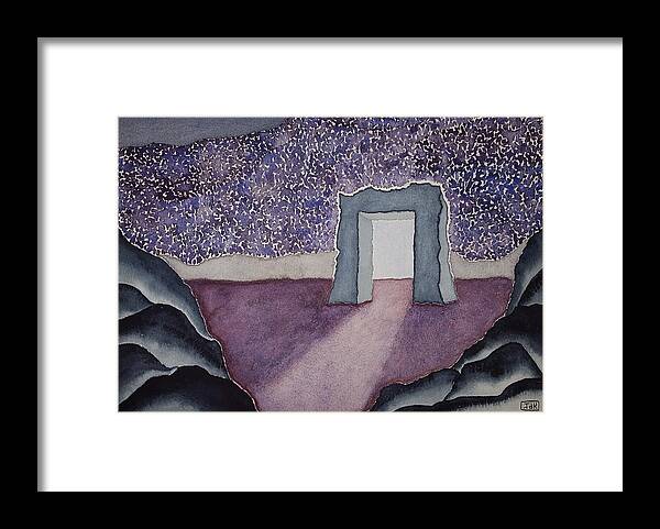 Watercolor Framed Print featuring the painting Door of Lore by John Klobucher