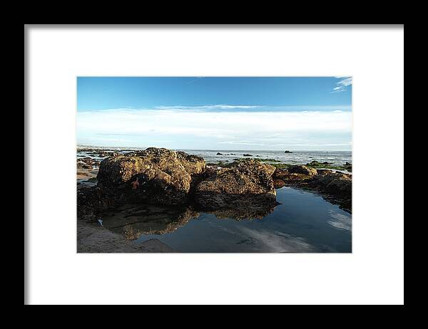 Beach Framed Print featuring the photograph Double Rock Reflection by Matthew DeGrushe