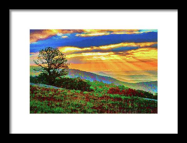 Autumn Framed Print featuring the painting Doughton Autumn Sunrise ap by Dan Carmichael
