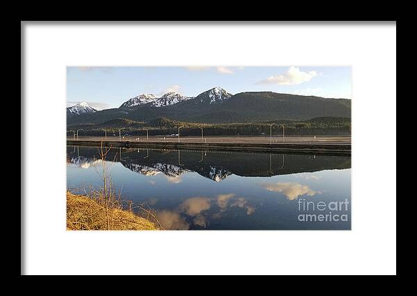 #alaska #juneau #ak #cruise #tours #vacation #peaceful #reflection #twinlakes #egandrive #douglas #capitalcity #clouds #evening #dusk Framed Print featuring the photograph Douglas, Reflected by Charles Vice