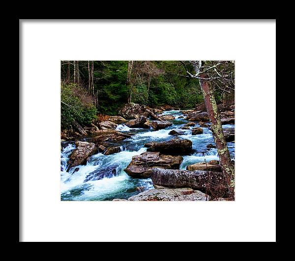 Waterfall Framed Print featuring the photograph Down Stream From Glade Creek Grist Mill by Flees Photos