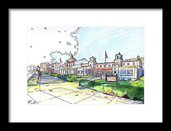 Hot Springs Framed Print featuring the drawing Downtown Hot Springs, Arkansas by Yang Luo-Branch