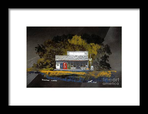 Pastel Framed Print featuring the pastel Downtown Lowes by William Renzulli