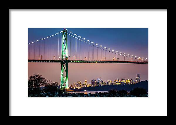 Bridge Framed Print featuring the photograph Downtown Under the Bridge at Night by Rick Deacon