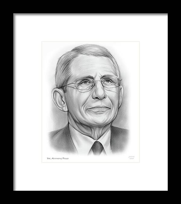 Pencil Framed Print featuring the drawing Dr Anthony Fauci by Greg Joens