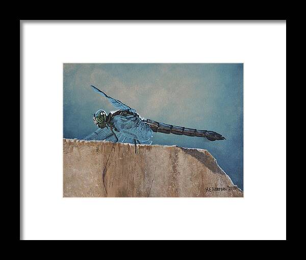 Dragonfly Framed Print featuring the painting Dragonfly by Heather E Harman