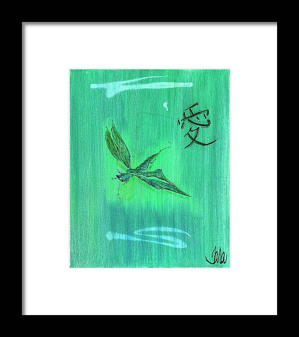 Dragonfly Framed Print featuring the painting Dragons Love by Tara Strange Dunbar