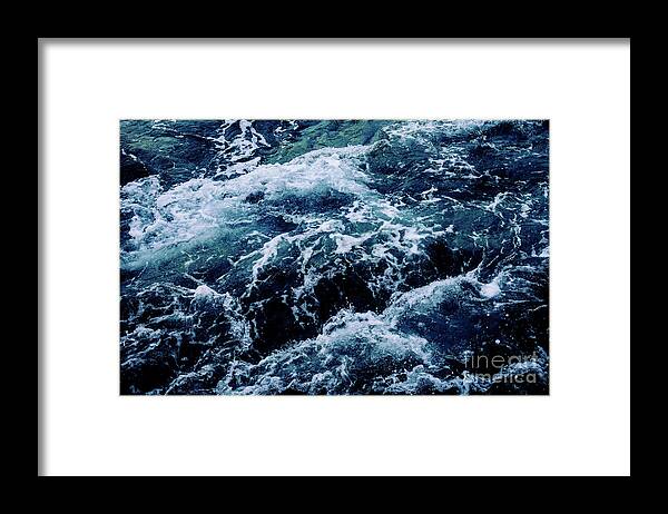 Sea Framed Print featuring the photograph Dramatic sea waves storm from aerial view. Deep dark blue ocean by Jelena Jovanovic