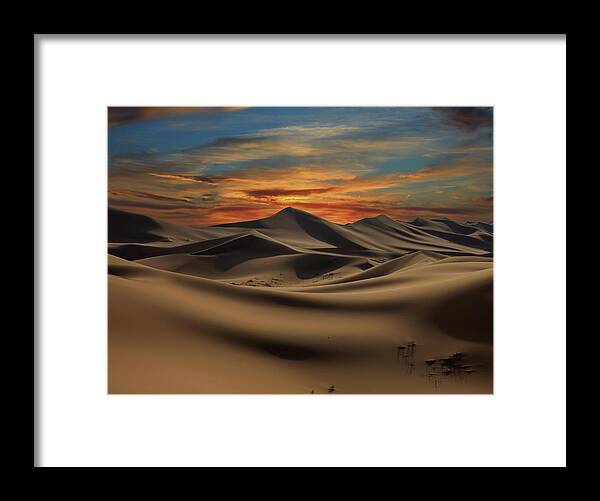 Desert Framed Print featuring the photograph Dramatic Sunset In Desert by Mikhail Kokhanchikov