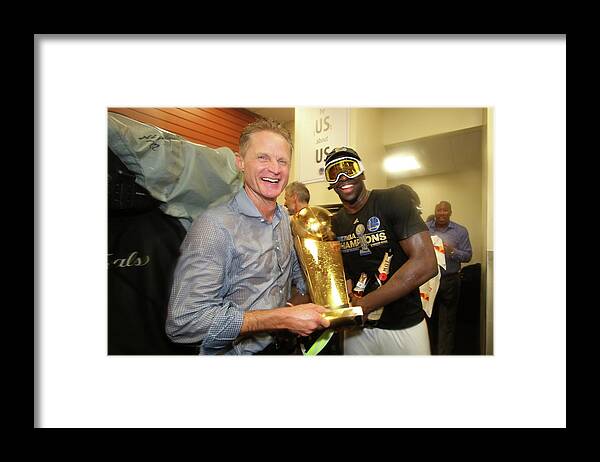 Playoffs Framed Print featuring the photograph Draymond Green and Steve Kerr by Nathaniel S. Butler