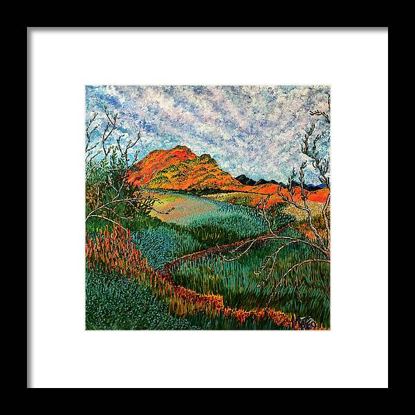 California Dreaming. Santa Susana Pass. The '60s.  The Sixties. The Dream. Framed Print featuring the painting Dreaming California. Santa Susana Pass, Los Angeles. by ArtStudio Mateo
