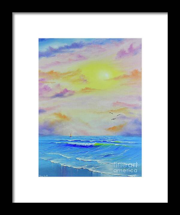 Beach Framed Print featuring the painting Dreamy Seascape by Mary Scott