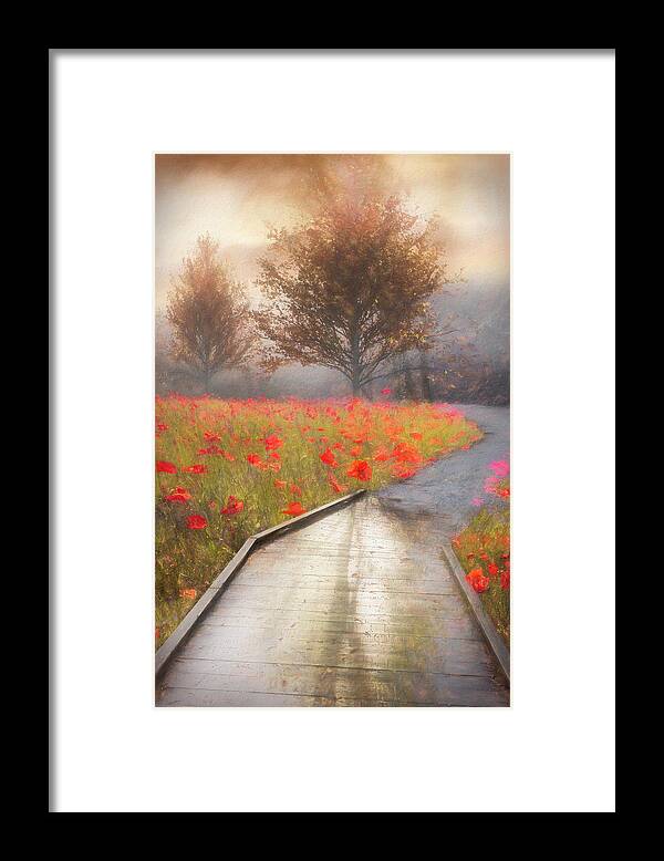 Carolina Framed Print featuring the photograph Dreamy Walk in Poppies II Painting by Debra and Dave Vanderlaan