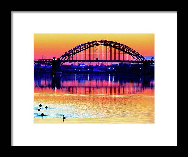 Bridge Framed Print featuring the photograph Drenched in Sunset Colors by Linda Stern