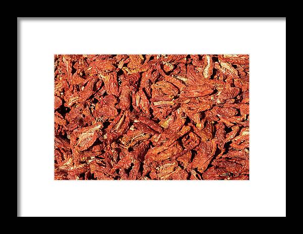 Fresh Framed Print featuring the photograph Dried Italian Tomatoes Background by Artur Bogacki