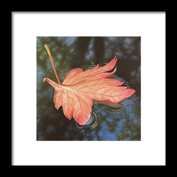 Nature Framed Print featuring the painting Drifting Leaf by Timothy Jones