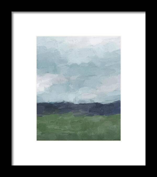 Sky Blue Framed Print featuring the painting Driving to the Valley by Rachel Elise