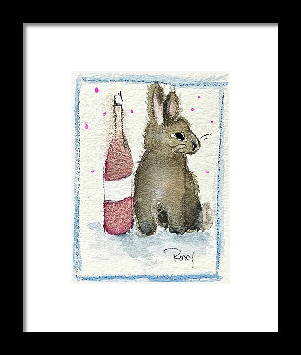 Bunny Framed Print featuring the painting Drunk Bunny 1 by Roxy Rich