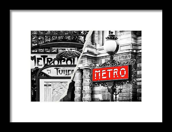 Paris Metro Framed Print featuring the photograph Dual Torn Collection - Metro by Philippe HUGONNARD