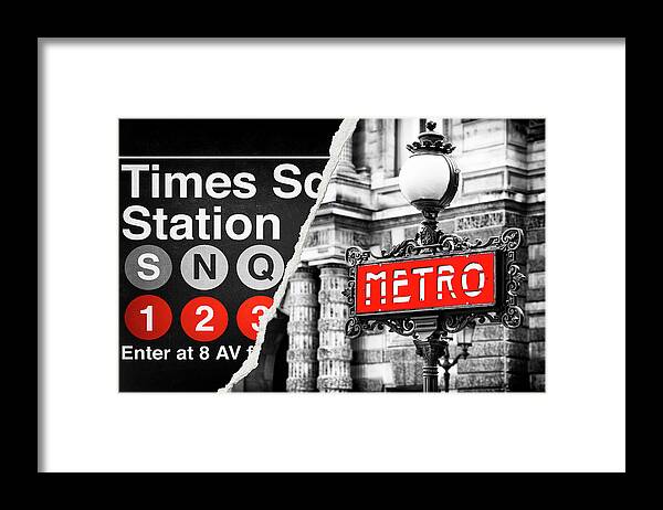 Subway Stations Framed Print featuring the photograph Dual Torn Collection - Subway Metro by Philippe HUGONNARD