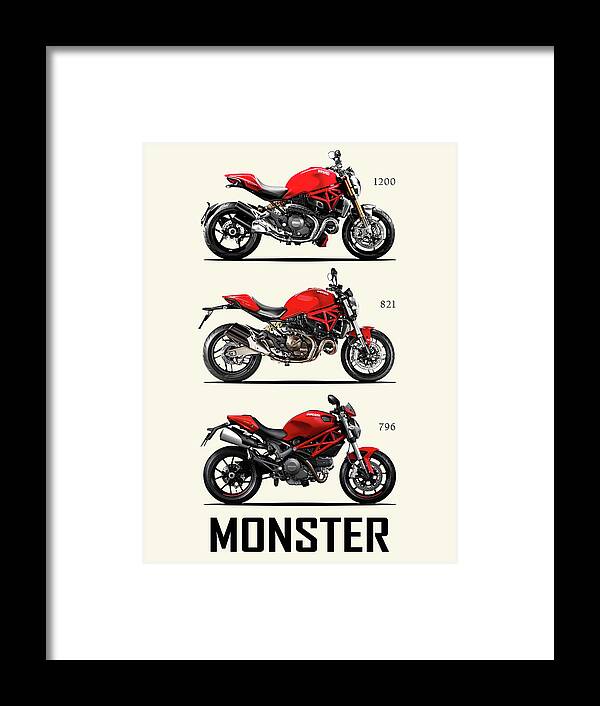 Ducati Monster Framed Print featuring the photograph Ducati Monster Trio by Mark Rogan