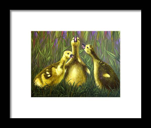 Duck Framed Print featuring the painting Duckling Choir by Adrienne Dye