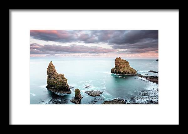 Duncansby Framed Print featuring the photograph Duncansby Sea Stacks at Sunset by Maria Gaellman