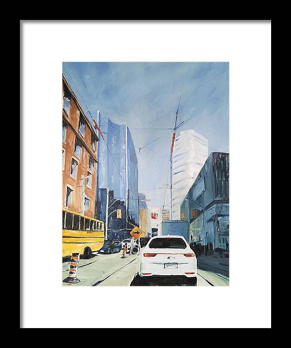 Toronto Framed Print featuring the painting Dundas Square by Sheila Romard