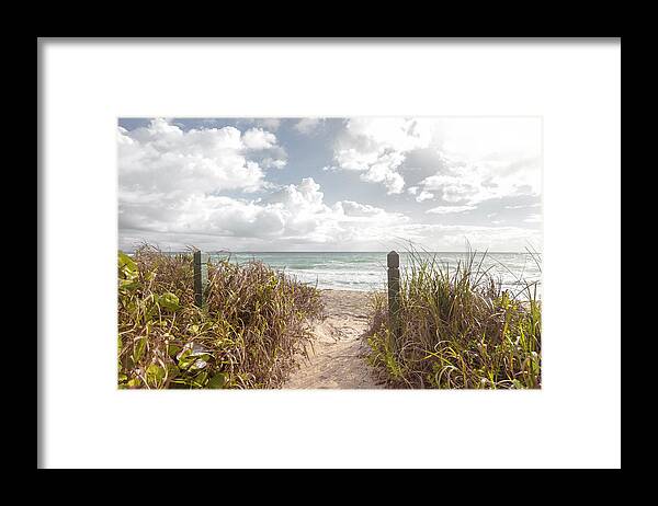 Clouds Framed Print featuring the photograph Dune Clouds over the Ocean in Beachhouse Hues by Debra and Dave Vanderlaan