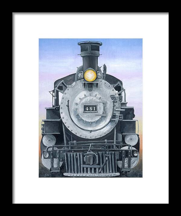 Steam Engine Framed Print featuring the painting Durango Train by Jerry McElroy