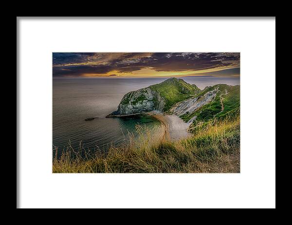 Rock Framed Print featuring the photograph Durdle Door Headland by Chris Boulton