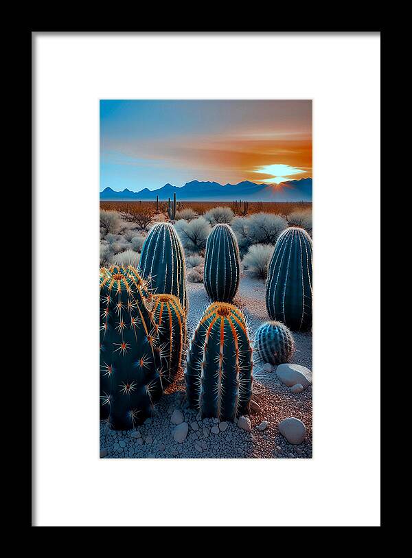 Southwestern Art Framed Print featuring the mixed media Dusky Southwestern Desert No2 by Bonnie Bruno