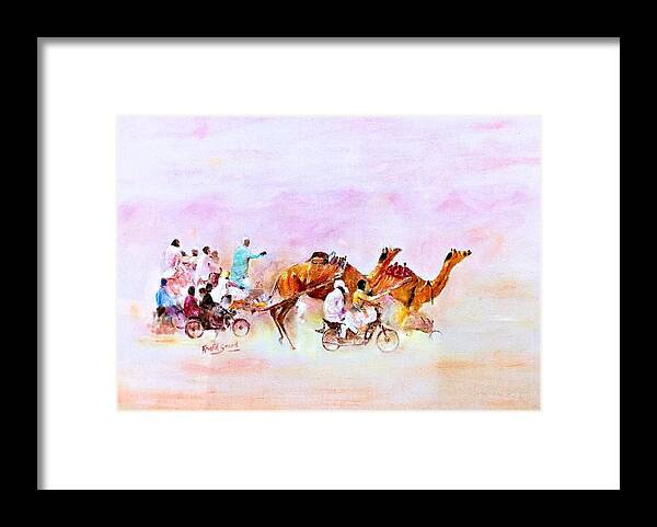 Camel Framed Print featuring the painting Dust by Khalid Saeed
