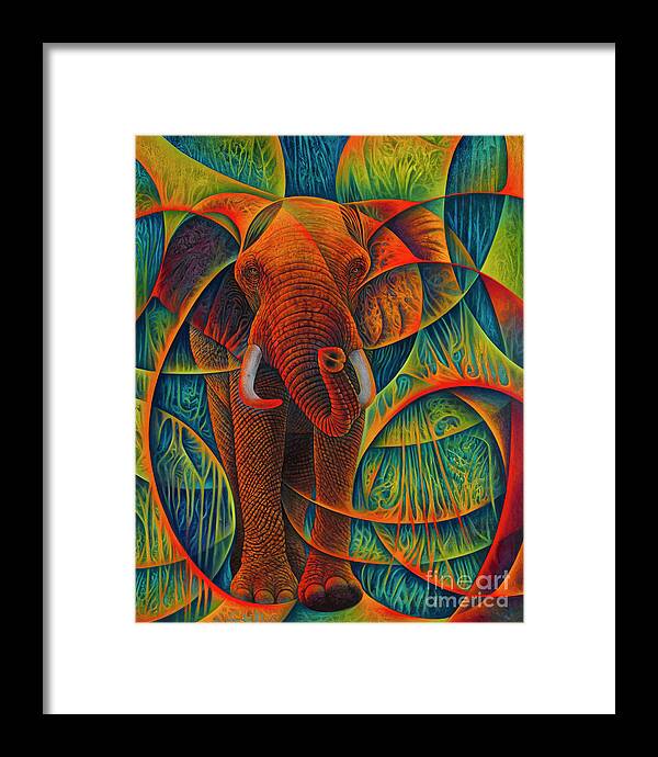 Elephant Framed Print featuring the painting Dynamic Elephant - 3D by Ricardo Chavez-Mendez