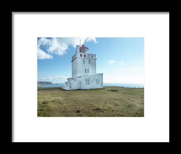 Travel Framed Print featuring the photograph Dyrholaey Lighthouse by Kristia Adams