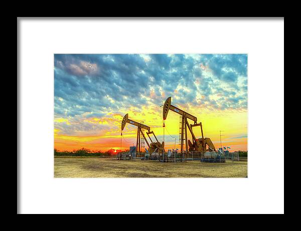 Drilling Rig Framed Print featuring the photograph Eagle Ford Oilfield by Tim Singley