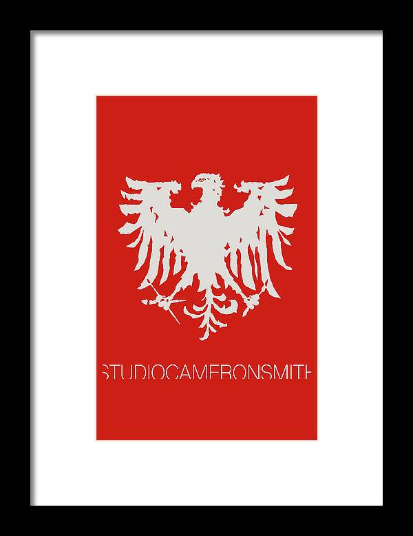 Logo Framed Print featuring the digital art Eagle Logo, red by Cameron Smith
