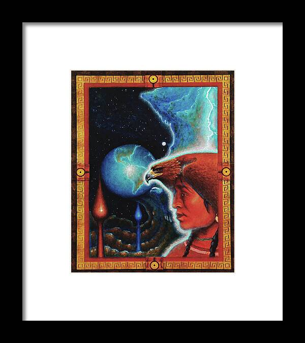 Native American Framed Print featuring the painting Eagle's Roost by Kevin Chasing Wolf Hutchins