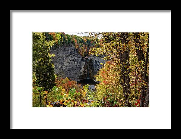 Taughannock Falls Framed Print featuring the photograph Early Autumn Taughannock Falls by Chad Dikun