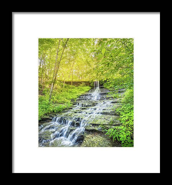 Fall Hollow Framed Print featuring the photograph Early Morning Glow At Falls Hollow by Jordan Hill