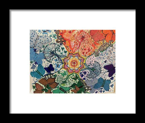 Earth Framed Print featuring the mixed media Earth, Air, Fire, Water by Christine Paris