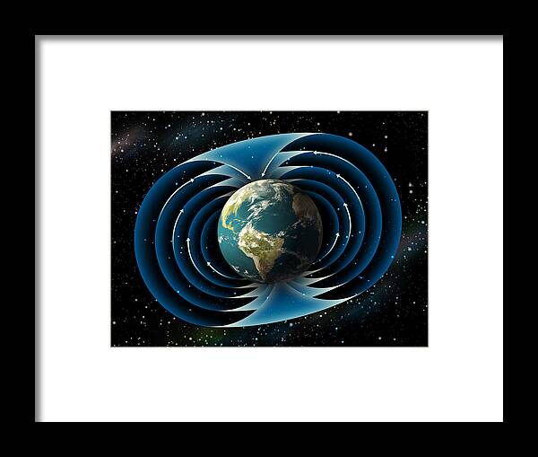 Continent Framed Print featuring the photograph Earth magnetic field by Andreus