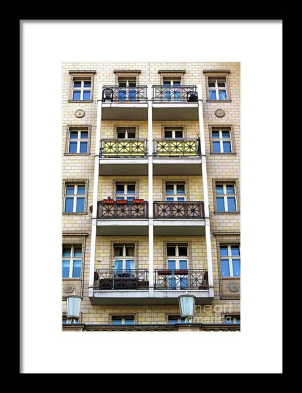 East Berlin Balconies Framed Print featuring the photograph East Berlin Balconies on Karl-Marx-Allee by John Rizzuto