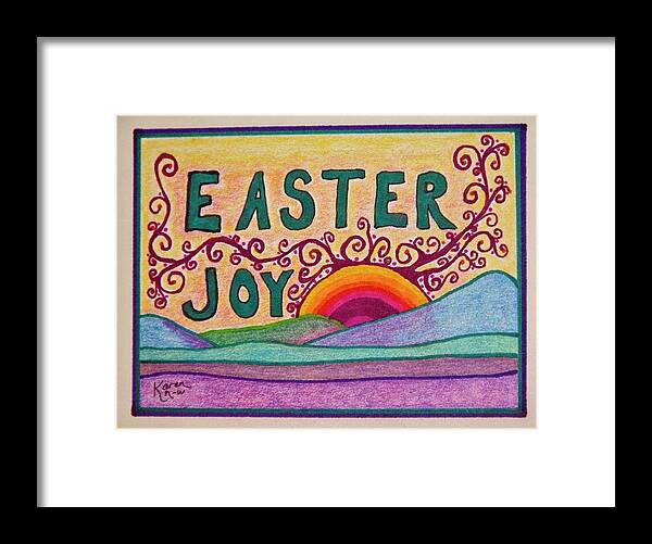 Easter Framed Print featuring the drawing Easter Joy by Karen Nice-Webb