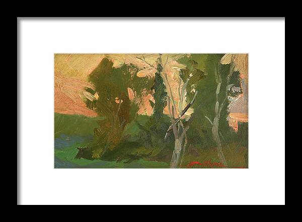 Sunset Painting Framed Print featuring the painting Eastern Autumn by Betty Jean Billups