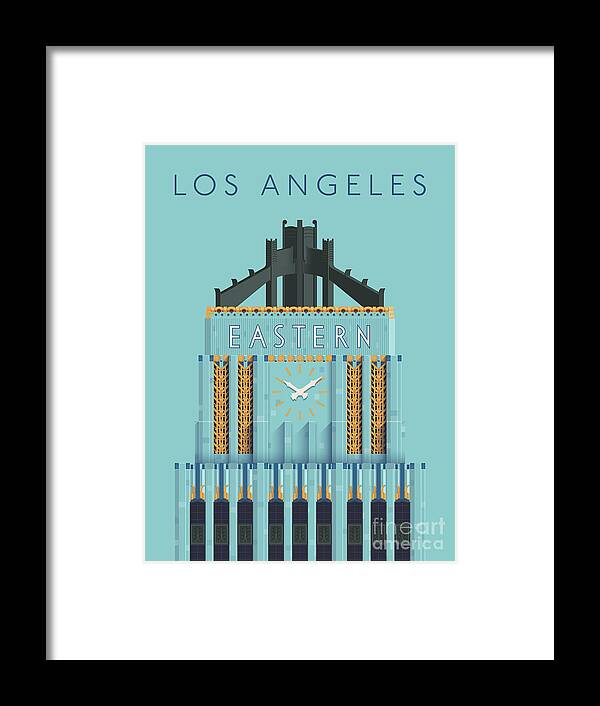  Eastern Framed Print featuring the digital art Eastern Columbia Building Art Deco - Aqua by Organic Synthesis