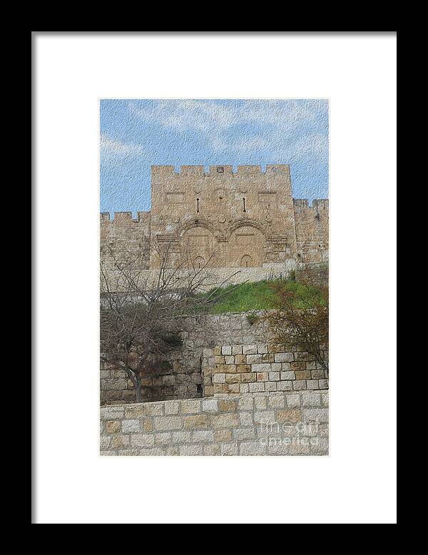 Jerusalem Framed Print featuring the digital art Eastern Gate Jerusalem by Constance Woods