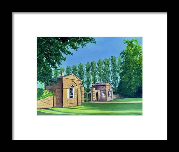 Easton Neston Lodges Framed Print featuring the painting Easton Neston Lodges by Caroline Swan