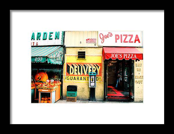 New York Framed Print featuring the photograph Joe's Pizza by Claude Taylor