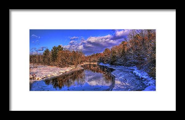 Eau Claire Dells Framed Print featuring the photograph Eau Claire River Winter Reflection by Dale Kauzlaric